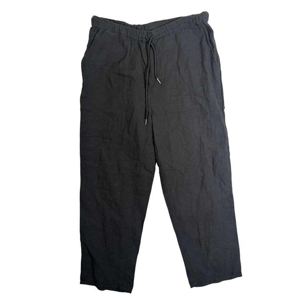 Quince Organic Cotton Gauze Straight Leg Pants Black Minimalist Casual Black M